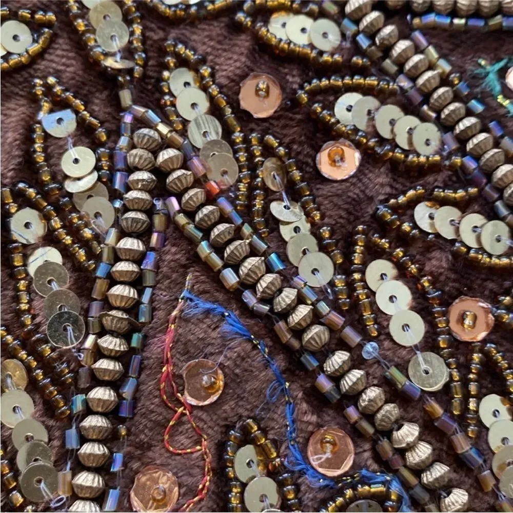 Elegant Brown Embroidered/embellished Tablecloth